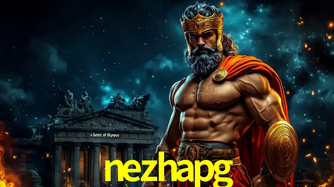 O poderoso Zeus do jogo de slot Gates of Olympus em frente ao seu templo, pronto para lançar multiplicadores divinos e prêmios épicos no cassino online nezhapg.