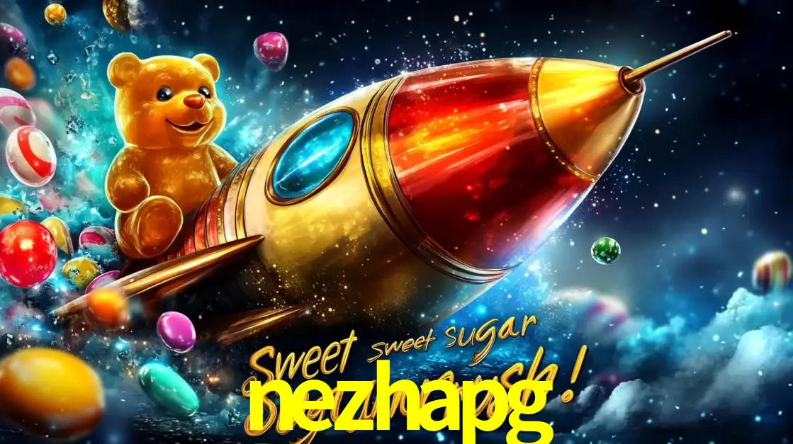 Arte promocional do jogo de slot Sugar Rush, com um urso de pelúcia em um foguete viajando pelo espaço de doces, um dos jogos divertidos disponíveis no cassino nezhapg.